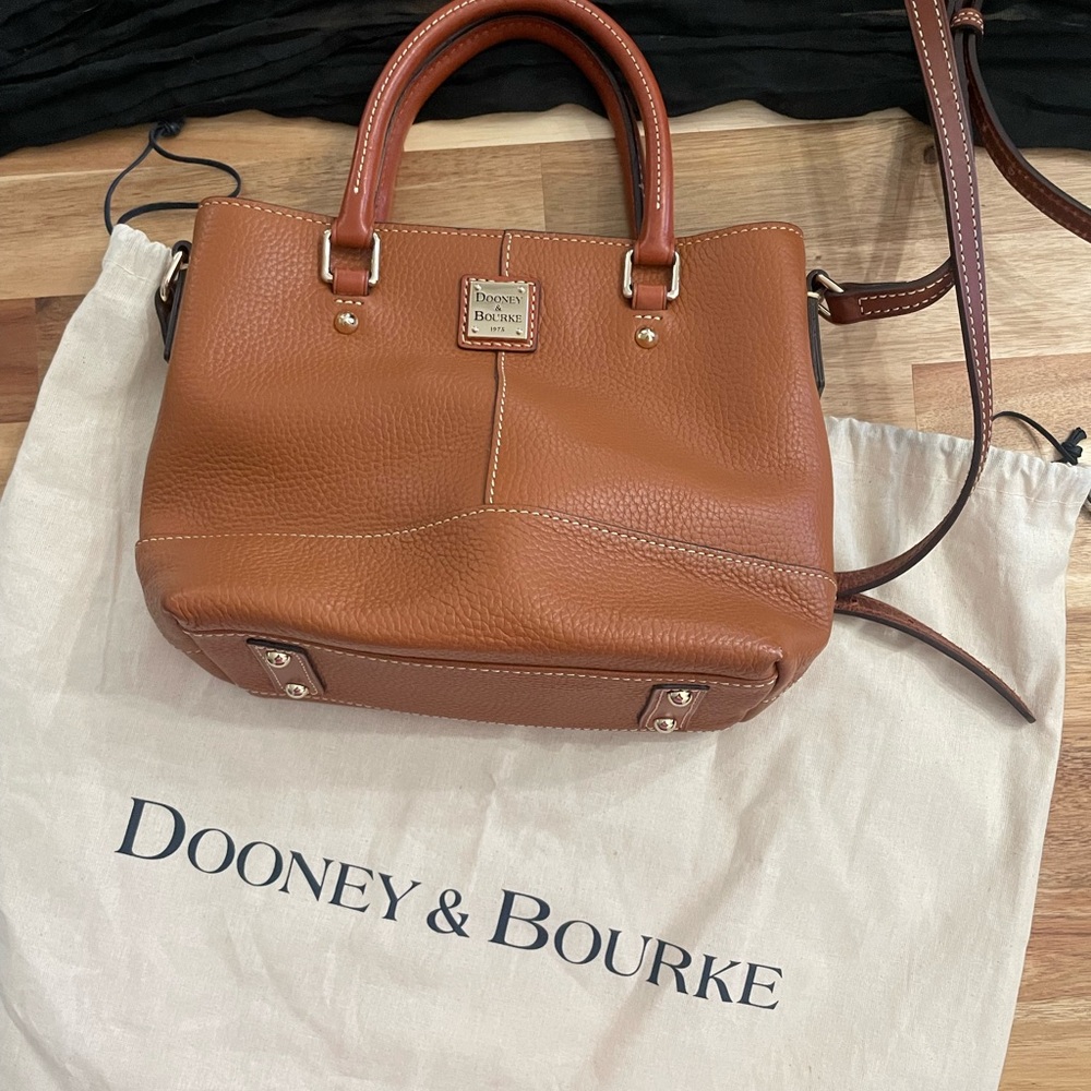 Dooney & Bourke Brown Leather Satchel with Gold Hardware